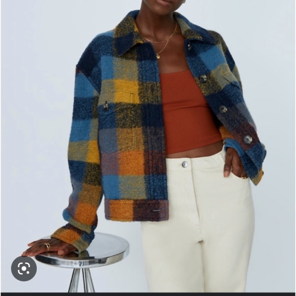 Wilfred Free (Aritizia) Cropped Plaid Ganna Jacket Size M